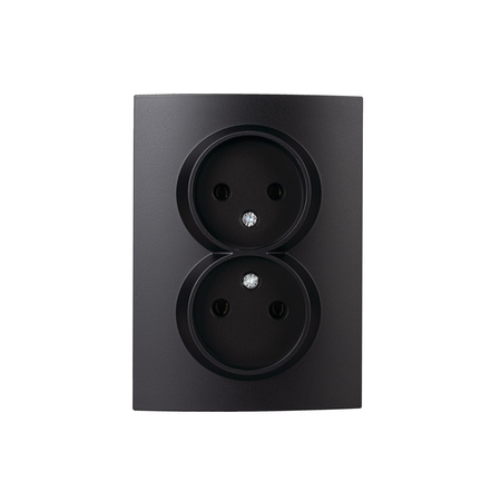 Sieťová zásuvka dvojitá 16A s uzemnením obdĺžniková čierna LOGI Kanlux