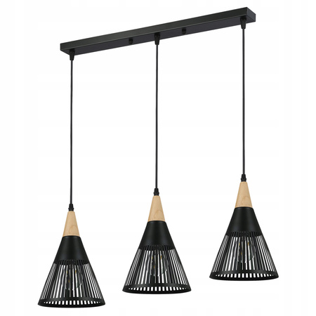 Stropné svietidlo Masterled 3x E27 čierno-hnedé závesné svietidlo Hira