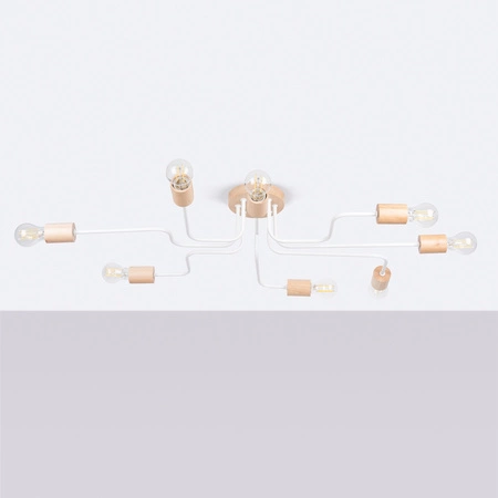 Stropné svietidlo 8x E27 Prírodné drevo Biela Timbo Peach Puff SL.1667 Sollux