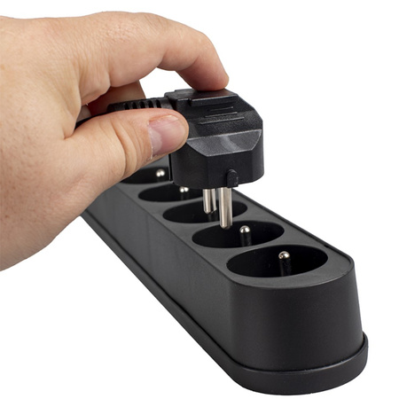 Predlžovací kábel s prepäťovou ochranou 5M 5GN čierny Napájací pás + prepínač