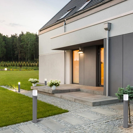 E27 sivá biela IP44 Dallas Sanico Goldlux Stojace stĺpové záhradné svietidlo