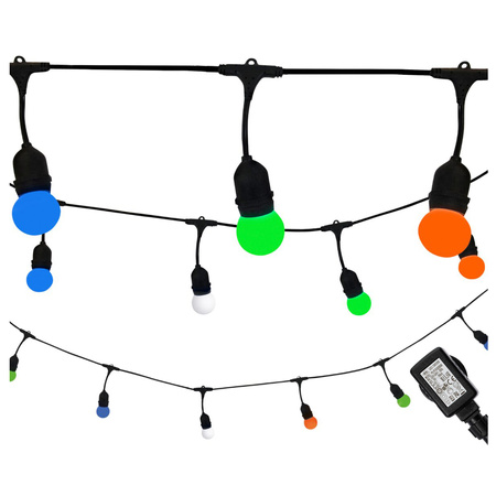 Vonkajšie záhradné svietidlo 6W 3000K, teplá biela 10 x E27 Black IP44 PARTY Sanico Goldlux