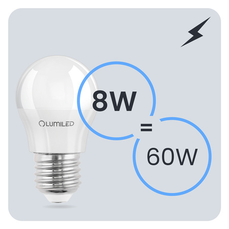 LED žiarovka E27 guľka 8W = 60W 4000K neutrálna biela Colour 880lm CCD White LUMILED