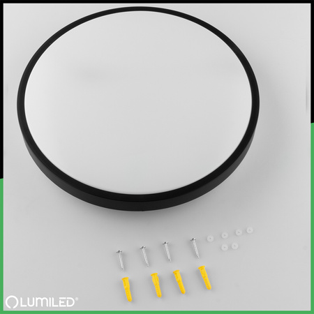 LED stropný plafón s povrchovou montážou 24W 4000K CELIS Round IP44 Black Ring ALS LUMILED