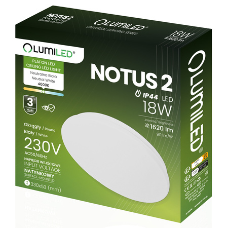 LED stropný plafón 18W NOTUS 2 Round IP44 33 cm LUMILED