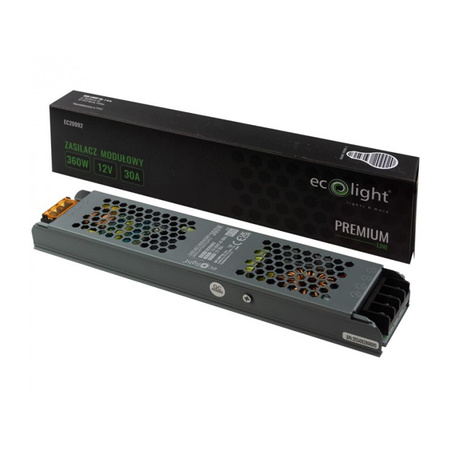 Modulárny napájací zdroj pre LED SLIM pásky 360W 12V 30A IP20 PREMIUM Ecolight