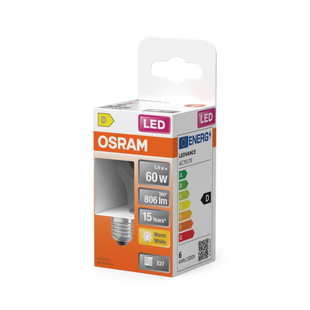 LED žiarovka P45 guľka E27 5,5W = 60W 806lm 2700K teplá biela 300° Retrofit Filament CLASSIC Osram