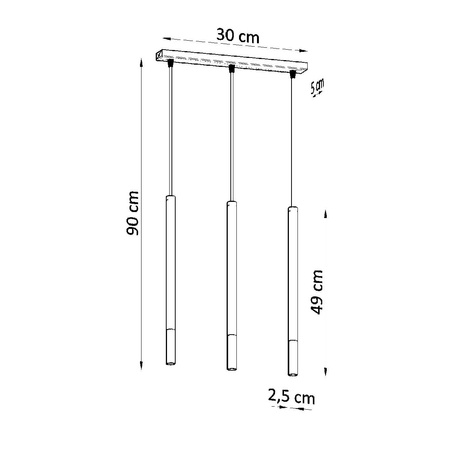 Závesné stropné svietidlo Tuba 3x G9 previsnuté rúrkové čiernochrómové moderné mozaikové svietidlo Sollux