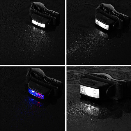 Nabíjateľná hlavová baterka 100lm 100LM LED + 2XLED 5 režimov VAYOX