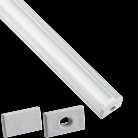 eloxovaný hliníkový profil pre LED KM35 Silver Povrchová montáž 2 m + priehľadný kryt + koncovky