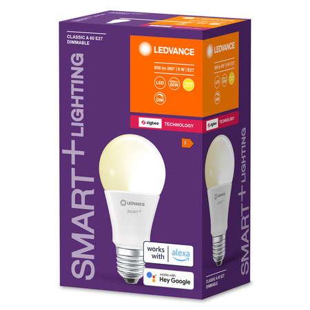 LED žiarovka E27 Traditional 9W = 60W 806lm 2700K teplá biela Dimmable SMART+ ZigBee Classic Ledvance