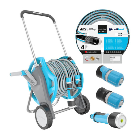 Súprava DISCOVER Cart s 1/2" hadicou MULTIFLEX 20 m s koncovkami a pištoľou ERGO CELLFAST