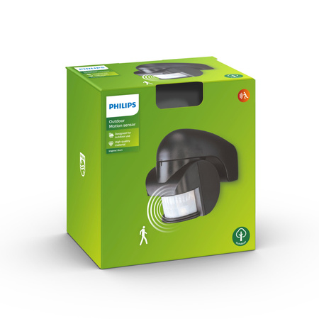PIR senzor pohybu a súmraku IP44 čierny Virginia Philips