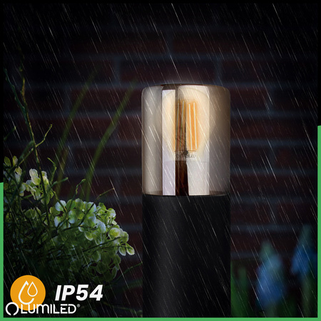 Vonkajšie stojace stĺpy Záhradné svietidlo pre žiarovku E27 Čierne sklo IP54 80 cm SALVIA LUMILED