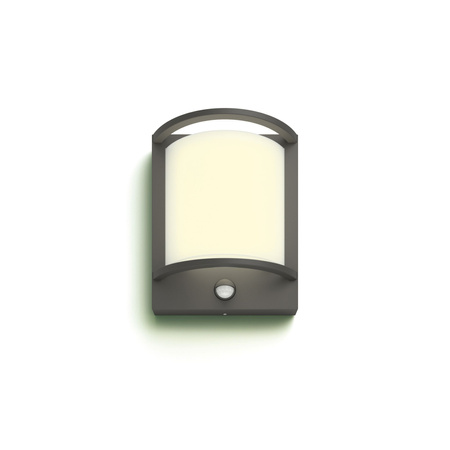 Záhradné nástenné svietidlo Vonkajšie fasádne svietidlo LED 3,8 W 800 lm 2700 K so senzorom pohybu a súmraku Antracit Samondra Ultra Efficient Philips