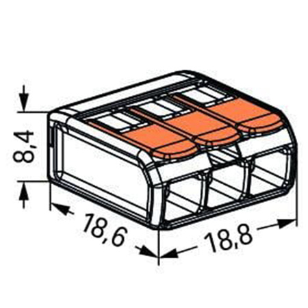 221-413 rýchlospojka pre 3x0,2-4 mm vodiča WAGO