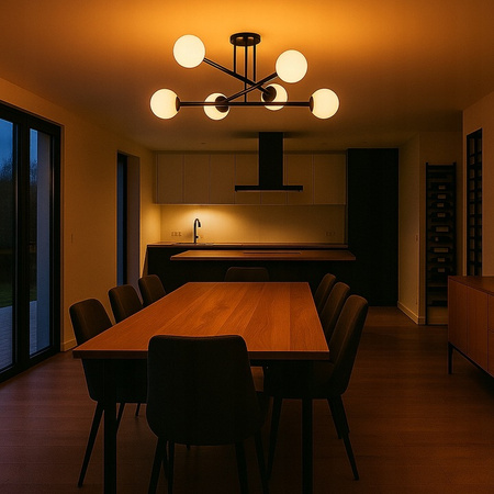 Luster Stropné závesné svetlo Dekoratívne 6x E27 Čierna 74cm Bali Masterled