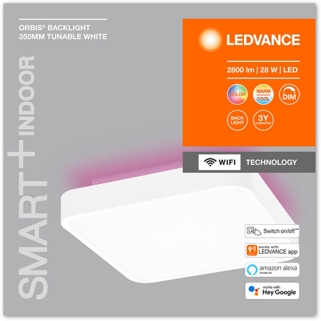 Plafond LED svietidlo na povrchovú montáž 28W 1700lm RGB CCT so stmievateľným podsvietením 35cm biele SMART+ WiFi Orbis Ledvance