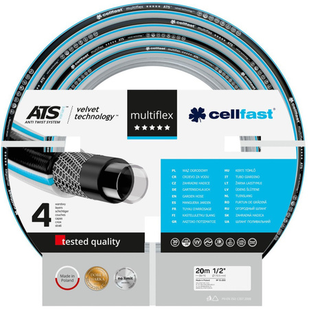 Súprava DISCOVER Cart s 1/2" hadicou MULTIFLEX 20 m s koncovkami a pištoľou ERGO CELLFAST