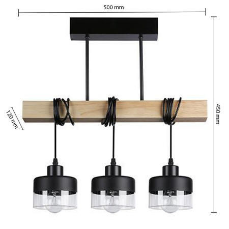 Stark Masterled 3x E27 čierno-hnedé závesné svietidlo