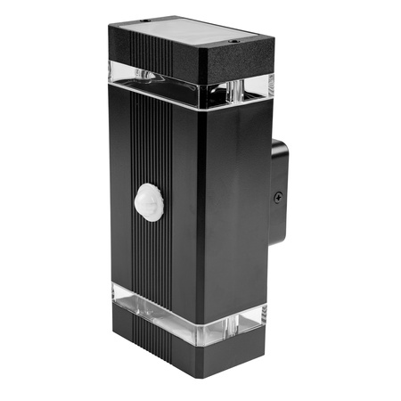 Záhradné nástenné svietidlo zhora nadol 2x GU10 Black Senzor pohybu a súmraku HEDERA LUMILED