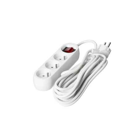 Sieťový predlžovací kábel 3x uzemnená zásuvka Power Strip On/Off Switch 5m White Linea Kobi