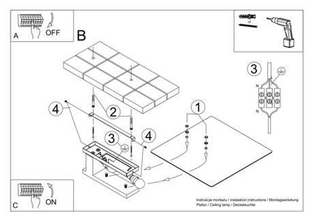Stropné svietidlo Plafond 2x E27 Square Luminary Square White Škandinávsky Lappo Sollux