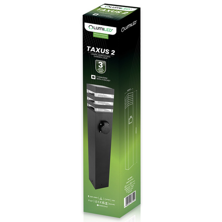 Vonkajšie stojace stožiare E27 LED Záhradné svietidlo so zásuvkou TAXUS 2 60cm LUMILED