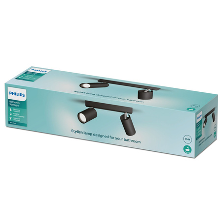 Reflektorové stropné svietidlo 2x GU10 IP44 čierne Kosipo Philips