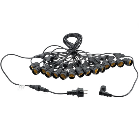 Záhradná vonkajšia svetelná reťaz Girland 20m 20x žiarovky E27 7W 3000K MALUS Lumiled