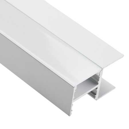 Hliníkový eloxovaný profil pre LED pásy KM48 Silver Povrch regálu 2 m + mliečne tienidlo + koncovky