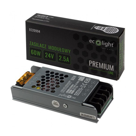 Modulárny napájací zdroj pre LED pásy SLIM 60W 12V 5A IP20 PREMIUM Ecolight