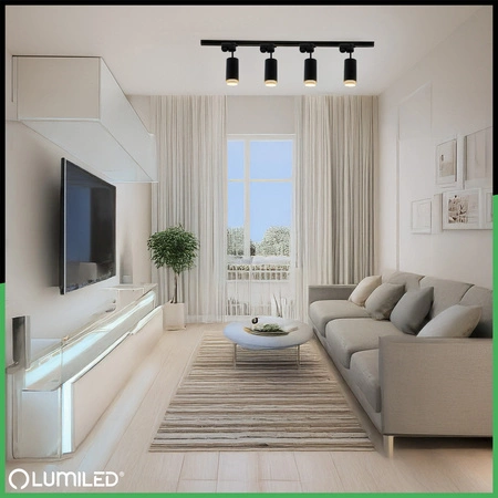 SADA 1 m koľajnicového vedenia + 4x stropné svietidlo s reflektorom GU10 LUMILED Rail Lighting