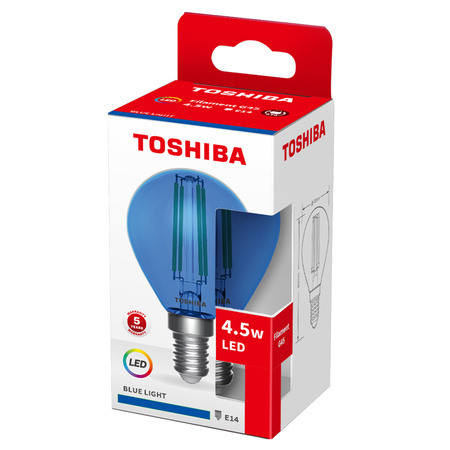 LED žiarovka E14 G45 4,5W Filament Blue TOSHIBA