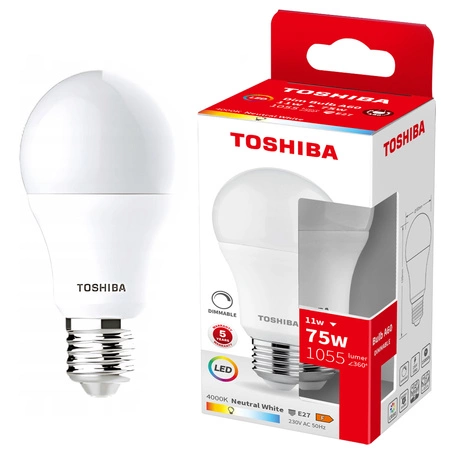 LED žiarovka E27 A60 11W = 75W 1055lm 4000lK neutrálna biela stmievateľná TOSHIBA