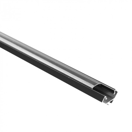 Hliníkový rohový profil LED čierny 2 m s čiernym difúzorom pre LED pásy + krytky Ecolight série R