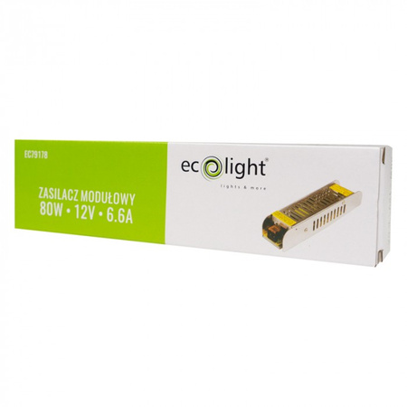 Modulárny napájací zdroj pre LED pásky 80W 12V 6,6A IP20 SLIM Ecolight