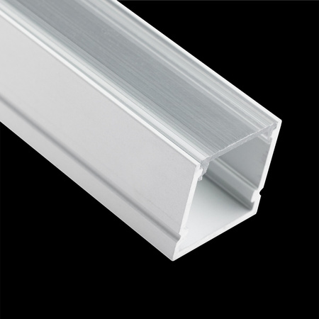 eloxovaný hliníkový profil pre LED KM38 Silver Povrchová montáž 2 m + priehľadný kryt + koncovky