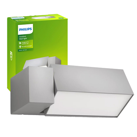 BORDER myGarden E27 IP44 Obdĺžniková sivá záhradná LED lampa PHILIPS
