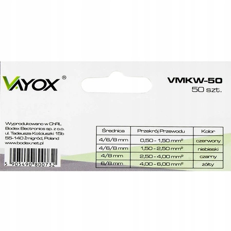 Káblové koncovky Izolované vidlicové konektory VMKW-50 VAYOX