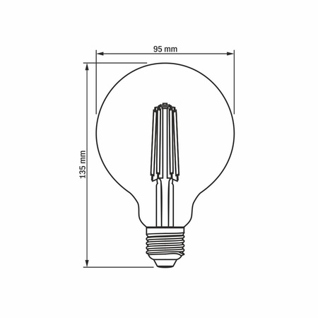 LED žiarovka E27 G95 Sphere 7W = 53W 700lm 2200K teplá biela 360° FILAMENT Amber Dimmable Videx