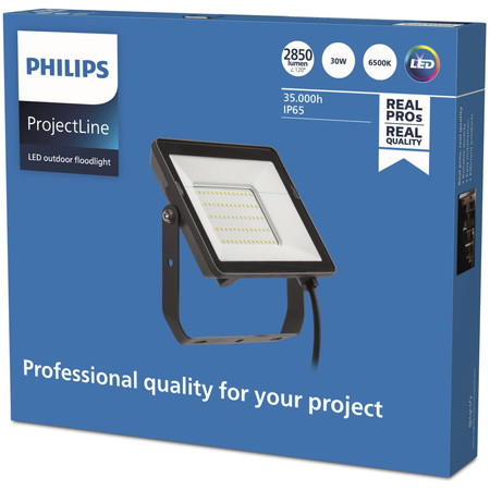 LED reflektor 30W 2850lm 6500K IP65 čierny ProjectLine Philips