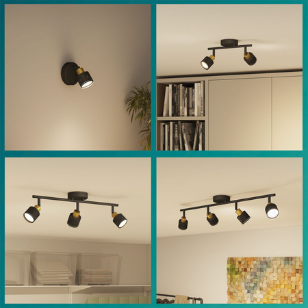 Reflektorové stropné svietidlo 3x GU10 čierno-meď Niall Philips