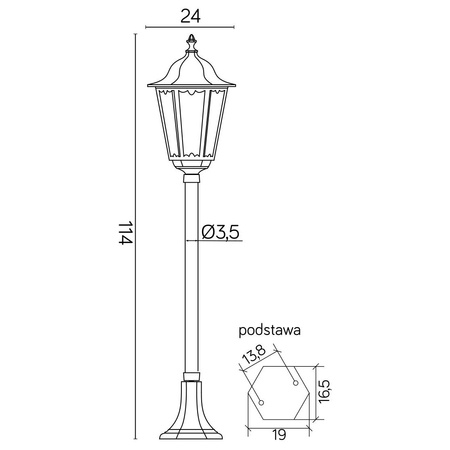 Záhradná lampa Vonkajšia stĺpová lampa E27 Retro Classic K 5002/2 114cm čierna Su-Ma