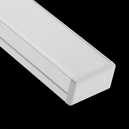 eloxovaný hliníkový profil pre LED KM35 Silver Povrchová montáž 1m + Mliečny kryt + Koncové krytky
