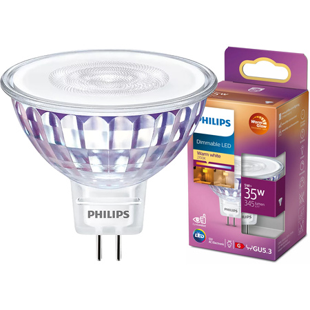 LED žiarovka GU5.3 reflektor MR16 5W = 35W 400lm 2200-2700K teplá biela CRI90 36° 12V Stmievateľná WarmGlow Philips