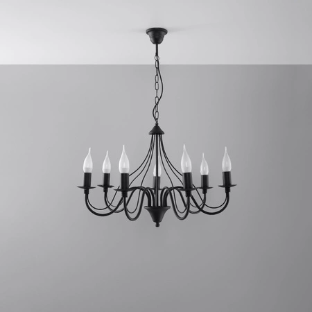 Stropné závesné svietidlo Luster 7x E14 Nepravidelný čierny luster Moderná Minerwa Sollux
