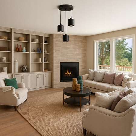 Stropné svietidlo Závesné svietidlo 3x E27 Round Black Copper Elza Masterled