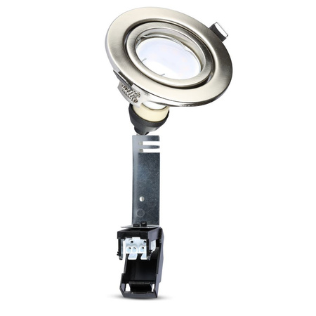 3x Zapustené svietidlo na zapustenie Satin Nickel + LED žiarovka GU10 5W 3000K VT-4444 V-TAC