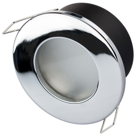 Zapustené halogénové svietidlo Kruhový chróm AQUS + LED žiarovka GU10 6W 6500K studená biela 120° Lumiled